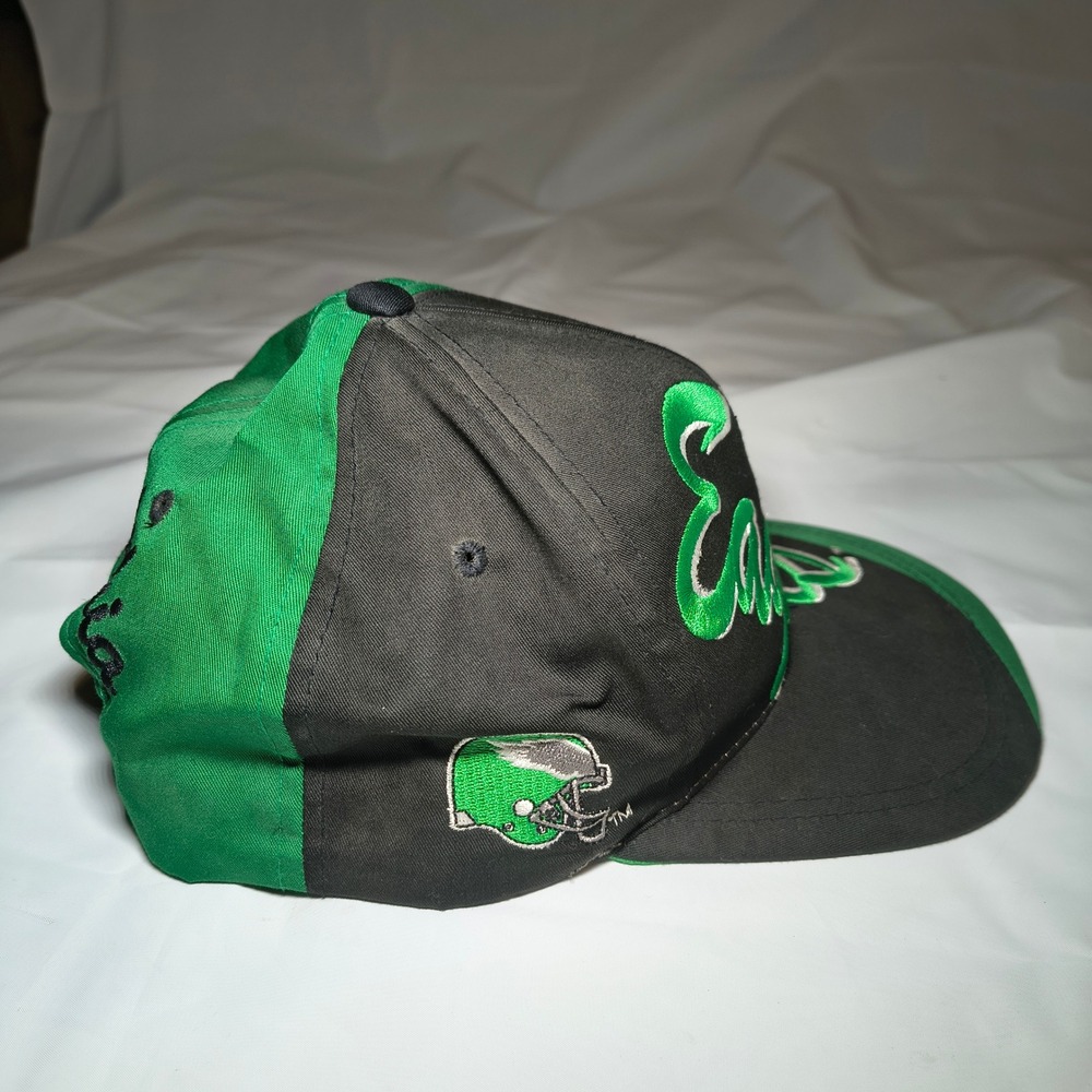 RARE! Vintage Philadelphia Eagles Logo 7 Snapback Team NFL Black Green Mens Cap - Picture 2 of 7
